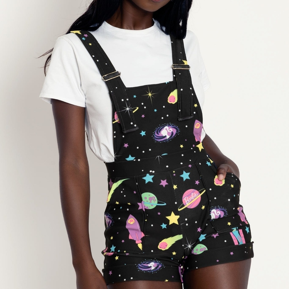 Blackmilk Space Barbie Short Overalls